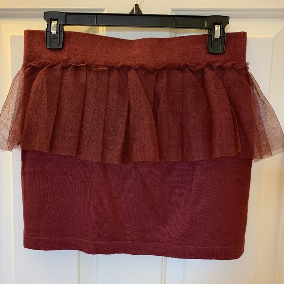 Forever21 Burgundy Sweater Mini Skirt - Picture 3 of 4